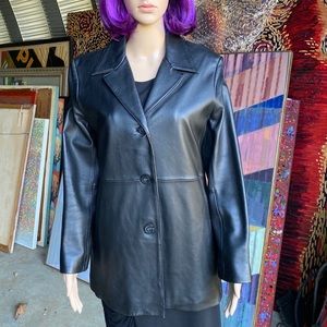Alfani Black Sheepskin Leather 3/4 Coat